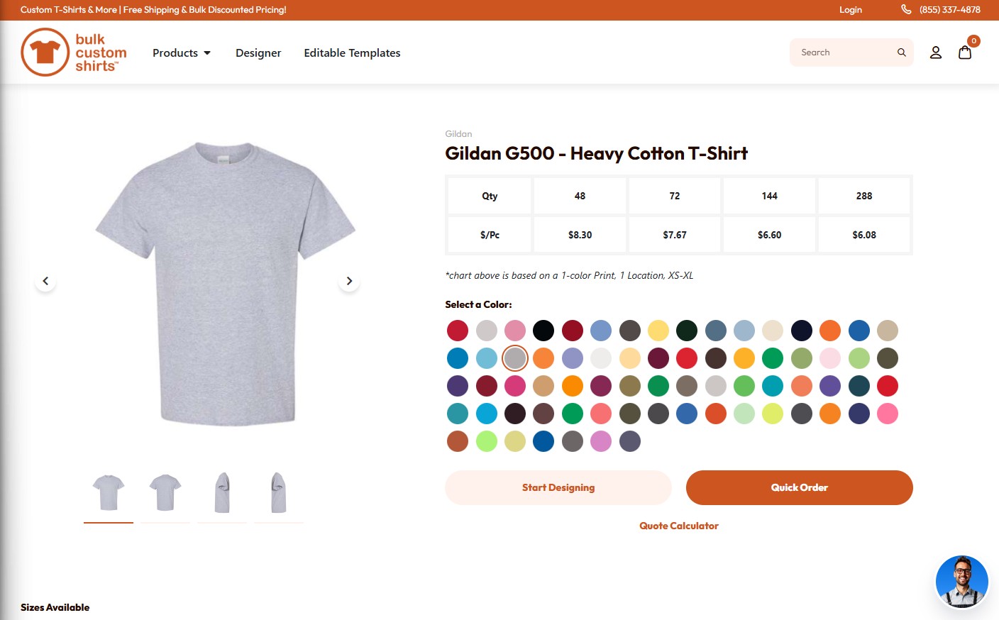 easy ordering at bulk custom shirts - step 01